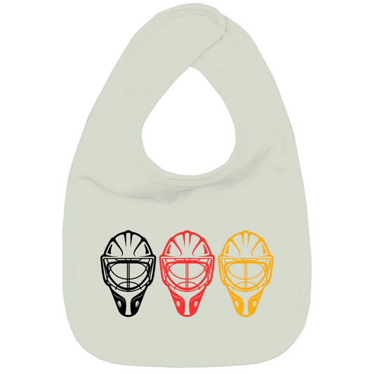 Kinder Bio Lätzchen TEAM GOALIE MASKE SCHWARZ-ROT-GOLD