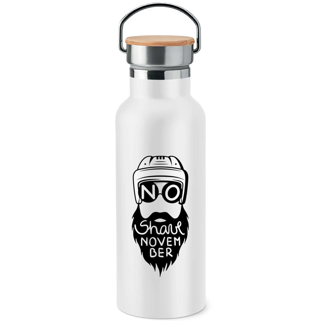 Edelstahl-Trinkflasche mit Bambusdeckel NO SHAVE