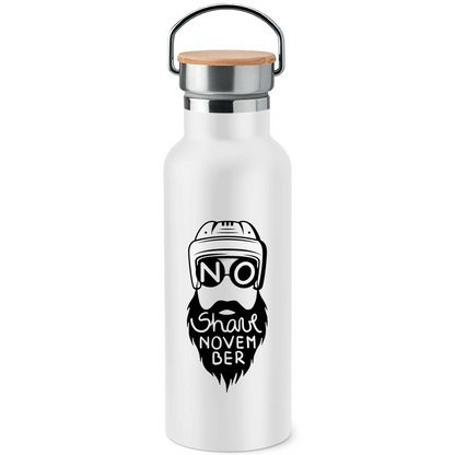 Edelstahl-Trinkflasche mit Bambusdeckel NO SHAVE