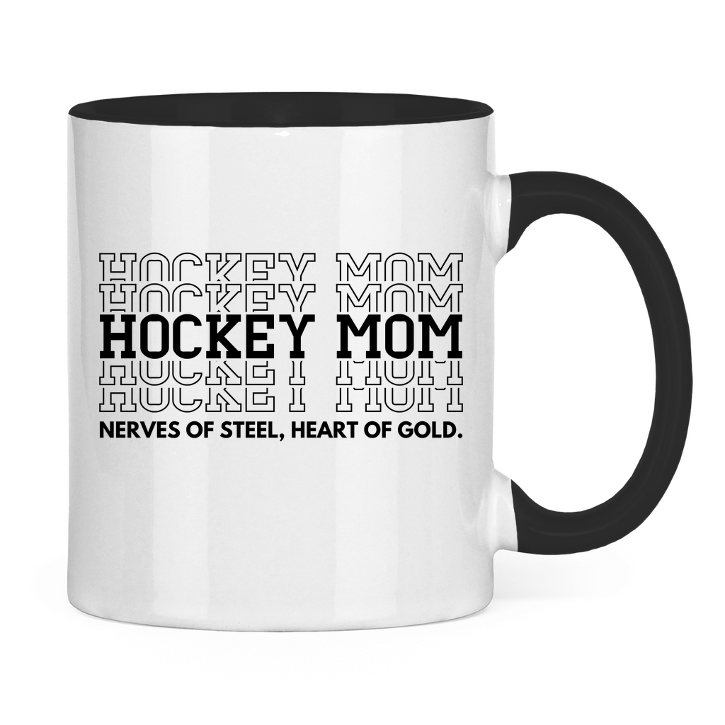 Tasse zweifarbig HOCKEYMOM NERVES & HEART
