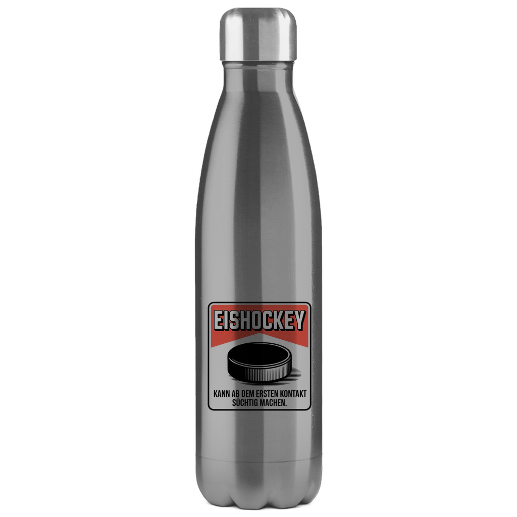 Edelstahl-Thermoflasche  EISHOCKEY ZIGARETTENSCHACHTEL