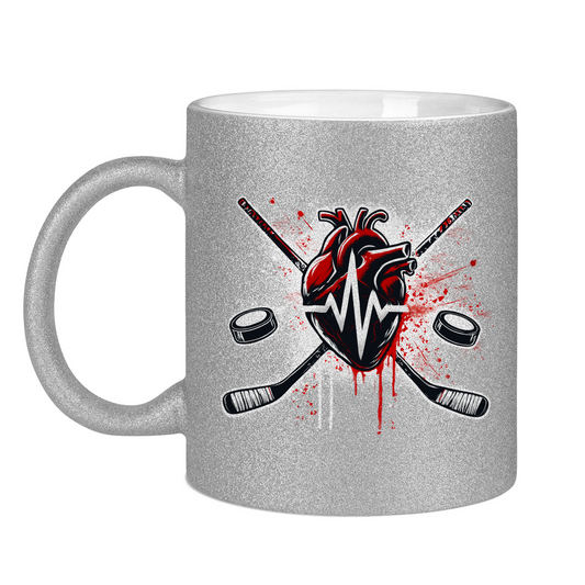 Glitzertasse HOCKEY HEARTBEAT