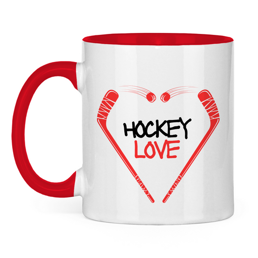 Tasse zweifarbig HOCKEYLOVE STICKHEART