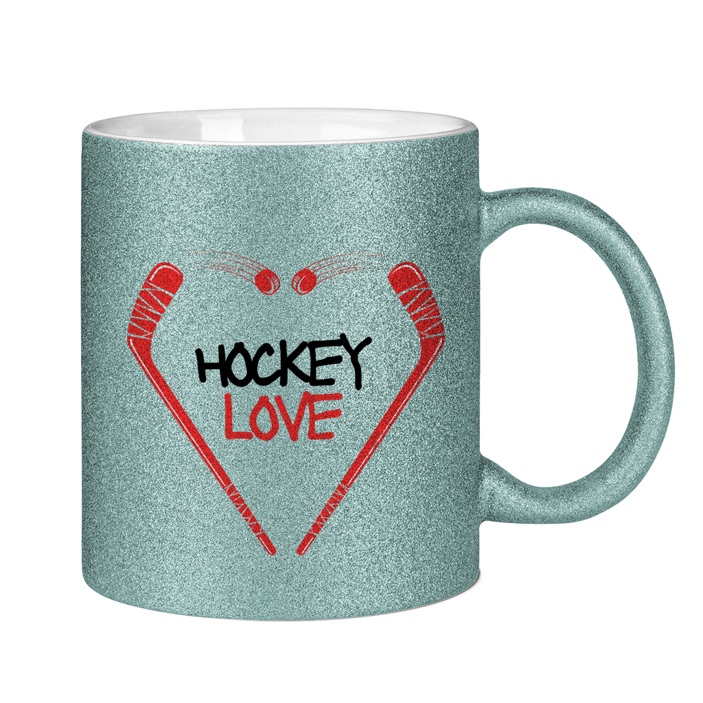 Glitzertasse HOCKEYLOVE STICKHEART