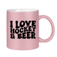 Glitzertasse I LOVE HOCKEY & BEER