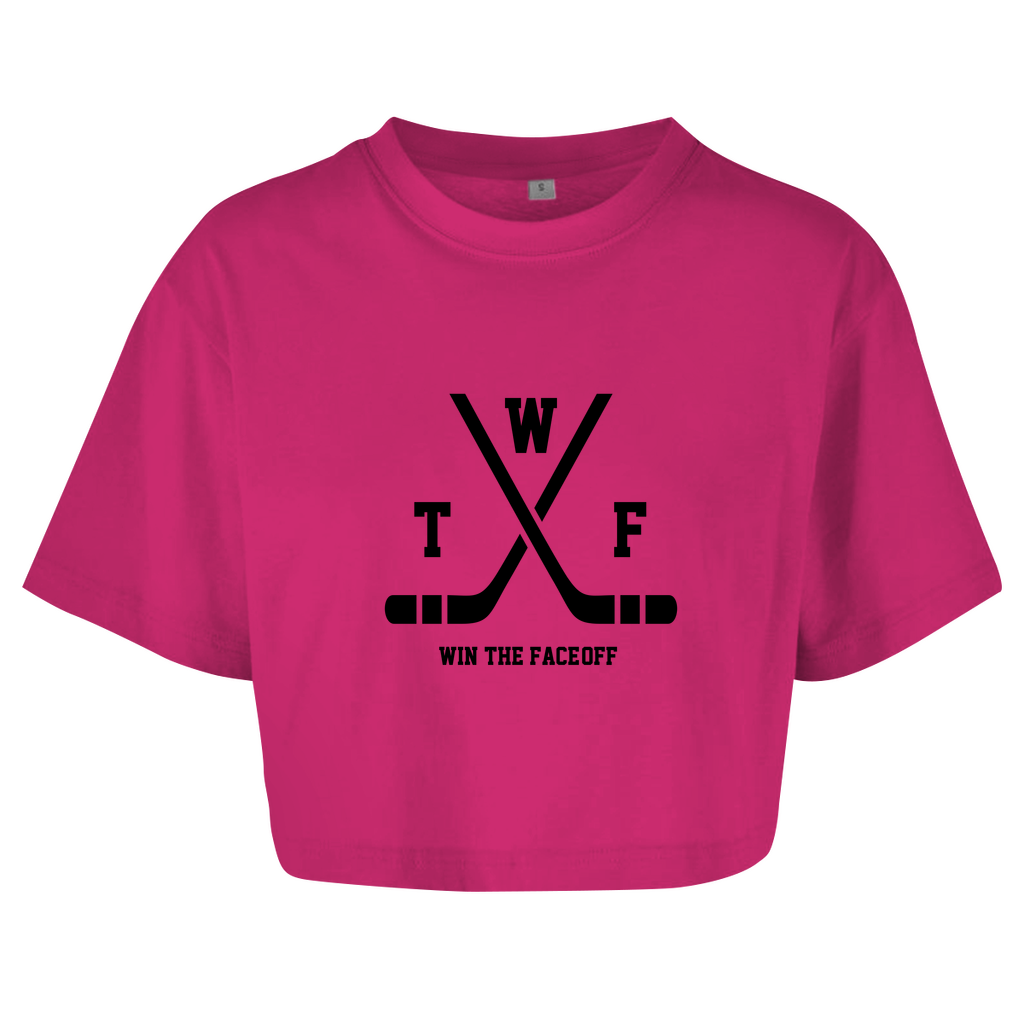 Ladies Oversize Crop Top WTF BLACK