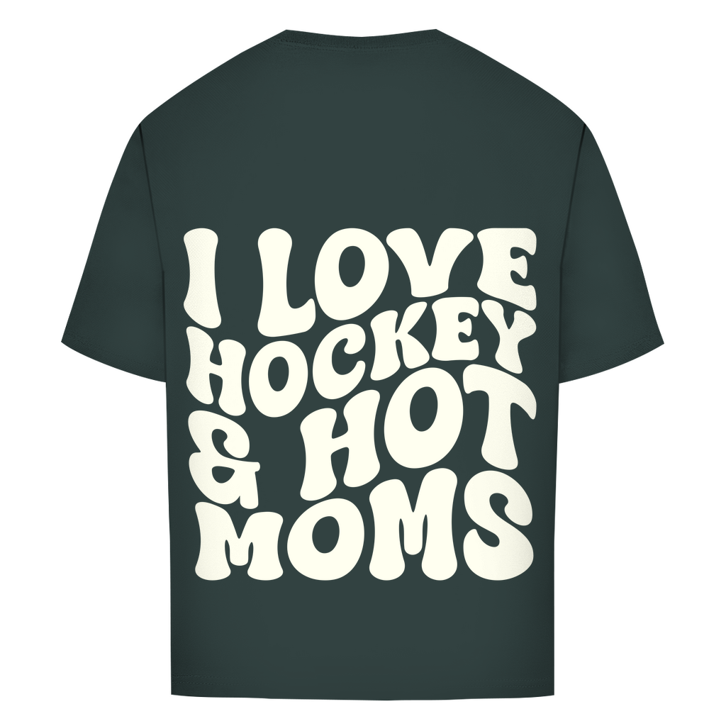 Oversize T-Shirt I LOVE HOCKEY & HOT MOMS (back)