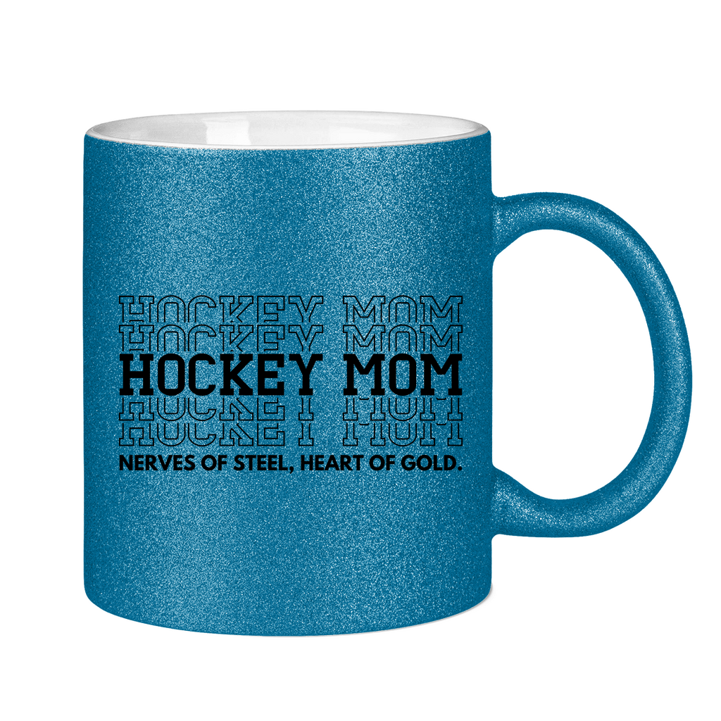 Glitzertasse HOCKEYMOM NERVES & HEART