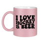 Glitzertasse I LOVE HOCKEY & BEER