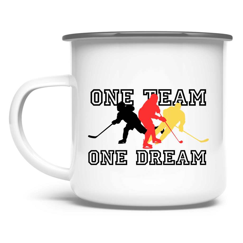 Emaille Tasse ONE TEAM-ONE DREAM GER