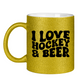 Glitzertasse I LOVE HOCKEY & BEER