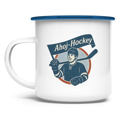 Emaille Tasse AHOJ-HOCKEY VINTAGE