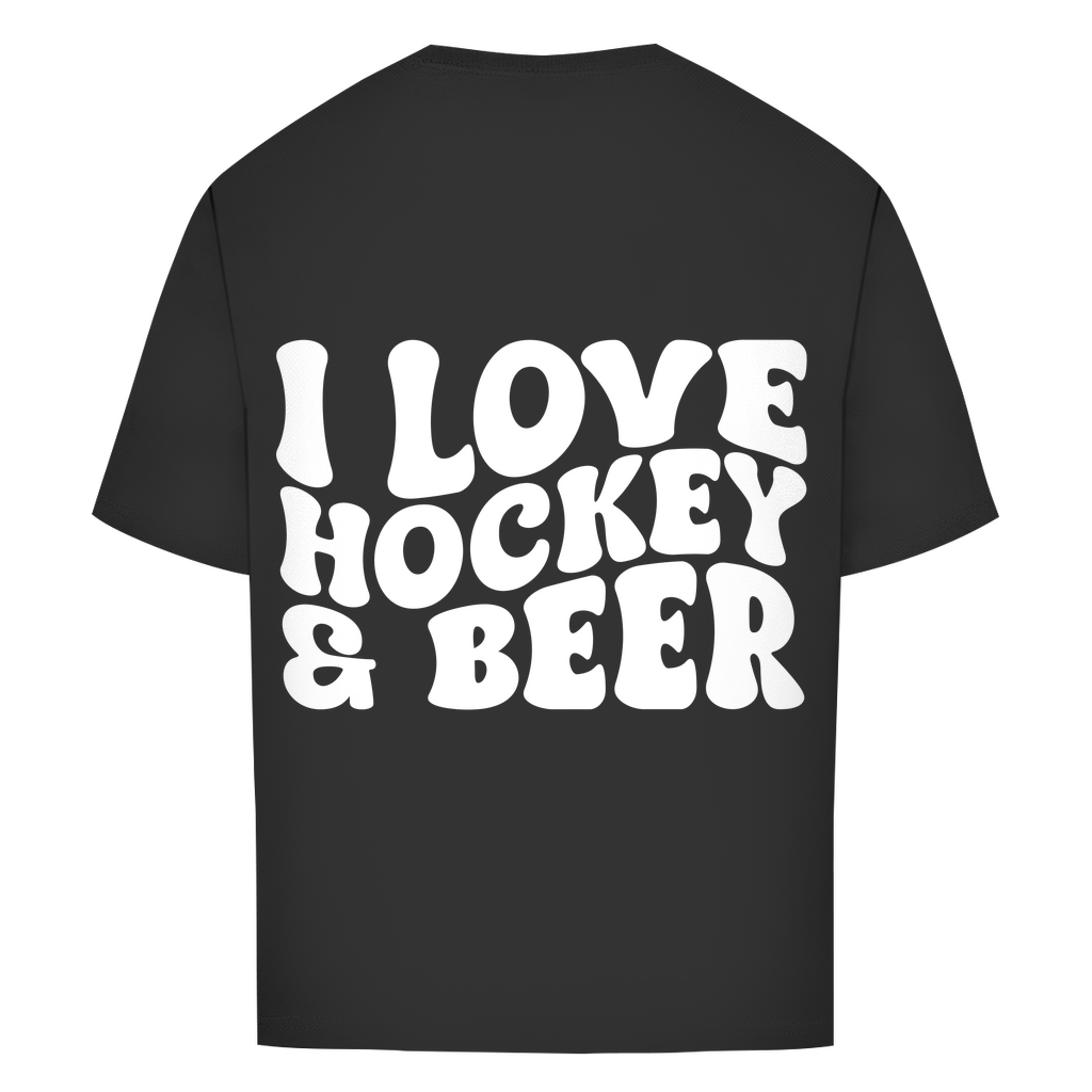 Oversize T-Shirt I LOVE HOCKEY & BEER (back)