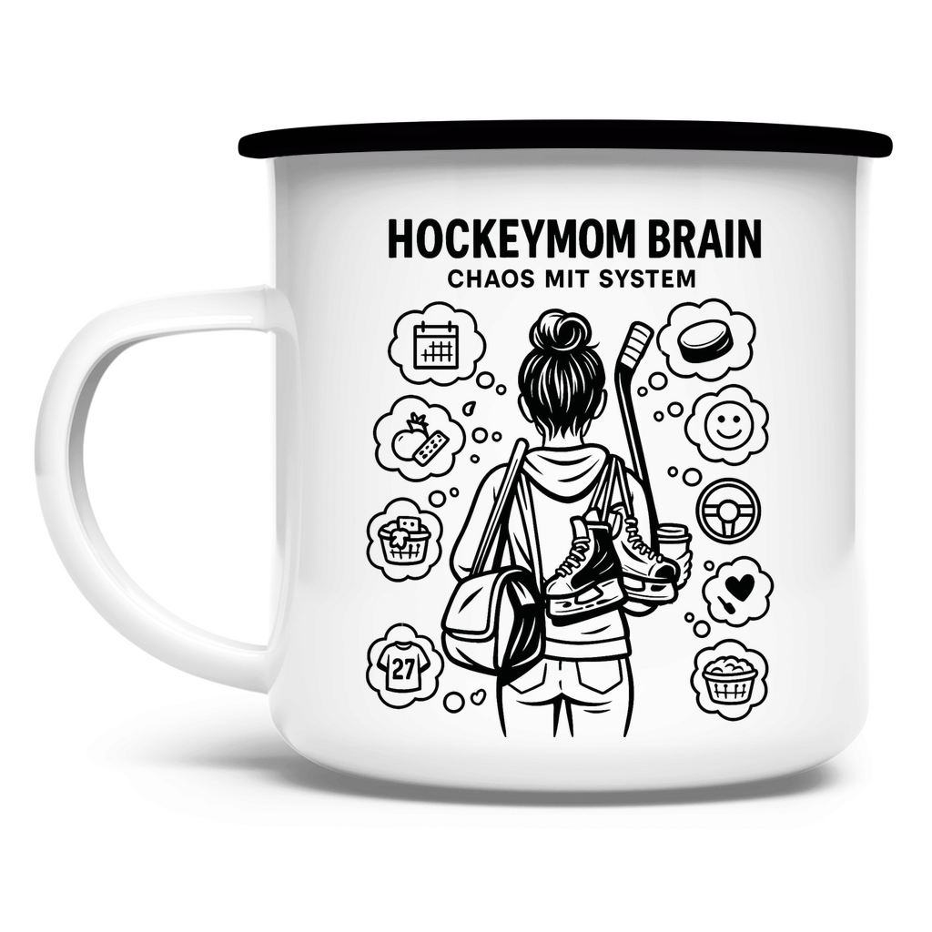 Emaille Tasse HOCKEYMOM BRAIN
