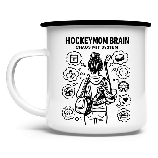 Emaille Tasse HOCKEYMOM BRAIN