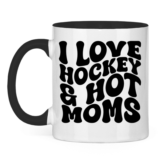 Tasse zweifarbig I LOVE HOCKEY & HOT MOMS