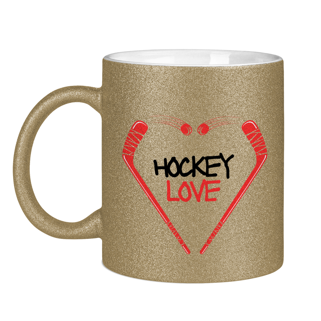 Glitzertasse HOCKEYLOVE STICKHEART