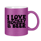 Glitzertasse I LOVE HOCKEY & BEER