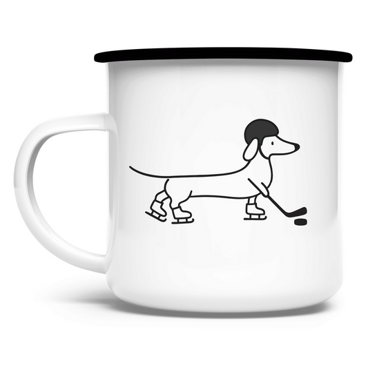 Emaille Tasse HOCKEY DACKEL