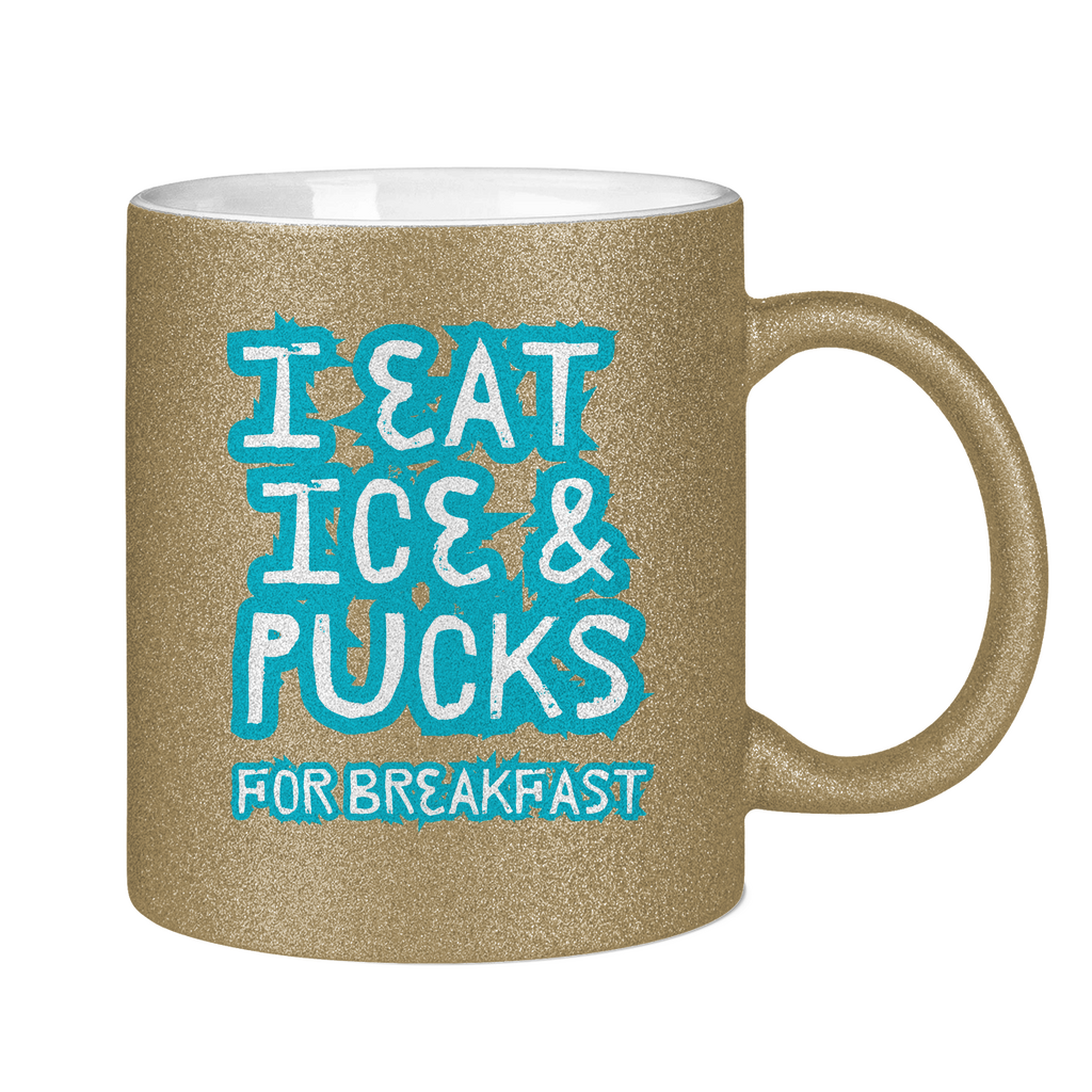 Glitzertasse ICE & PUCKS FOR BREAKFAST