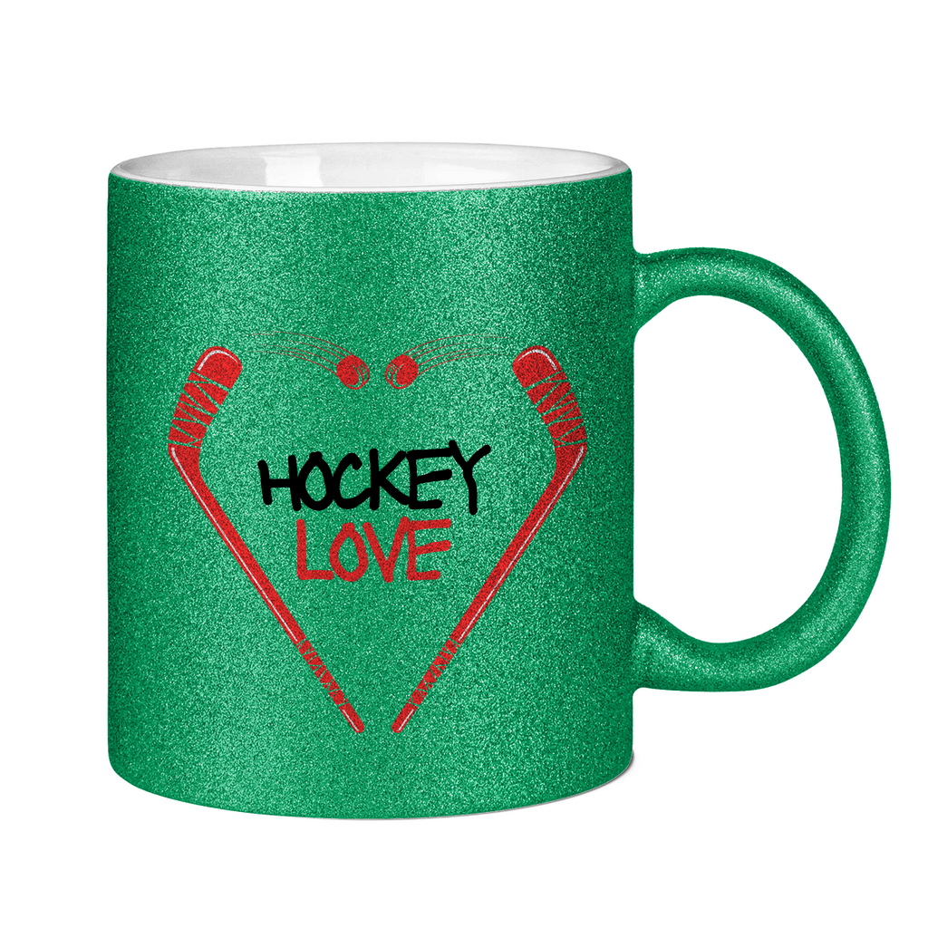 Glitzertasse HOCKEYLOVE STICKHEART