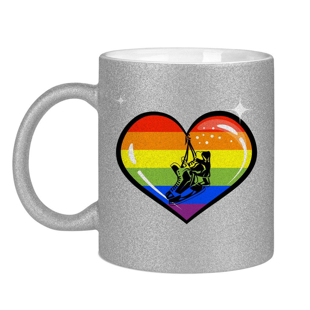 Glitzertasse RAINBOW SKATE HEART