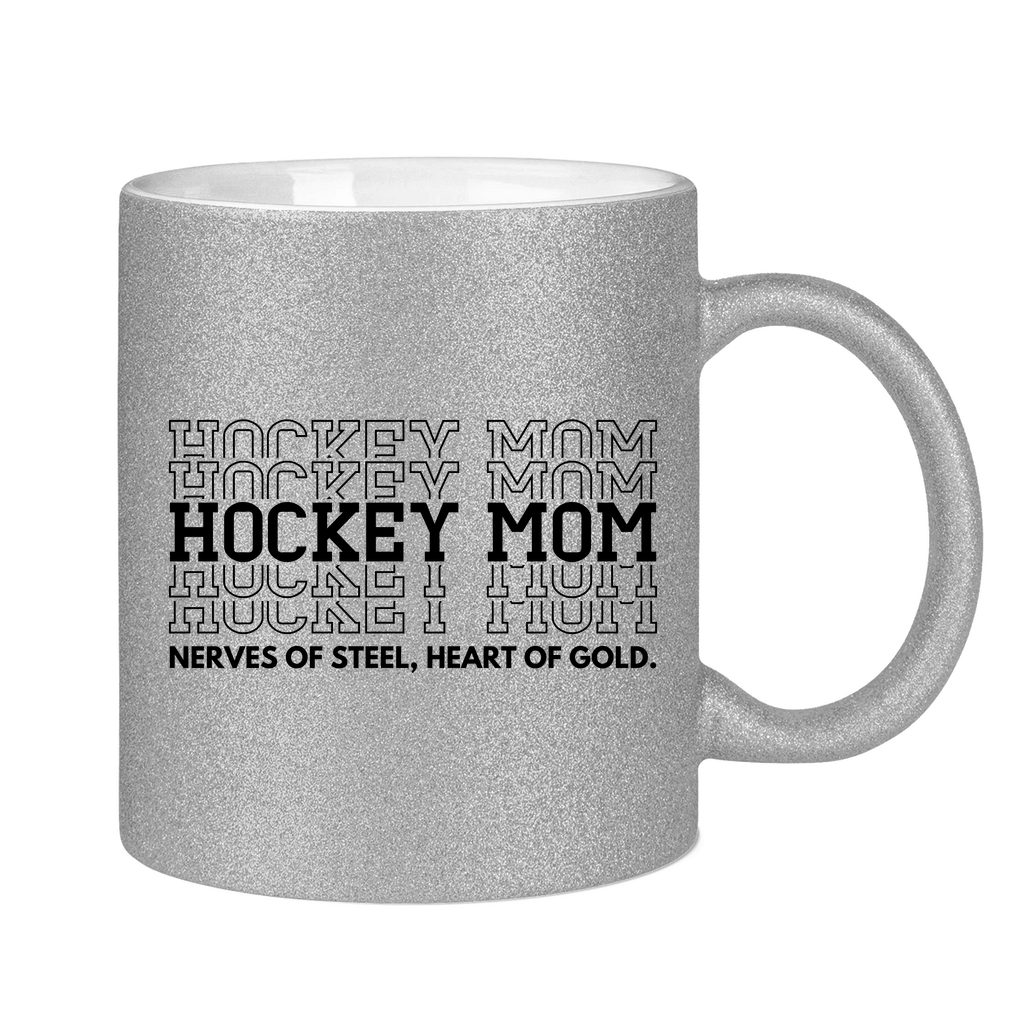 Glitzertasse HOCKEYMOM NERVES & HEART