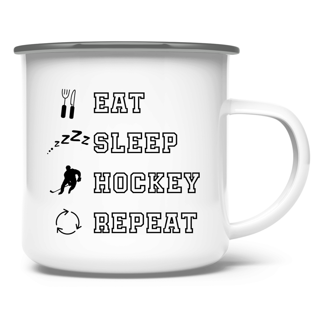 Emaille Tasse EAT, SLEEP REPEAT