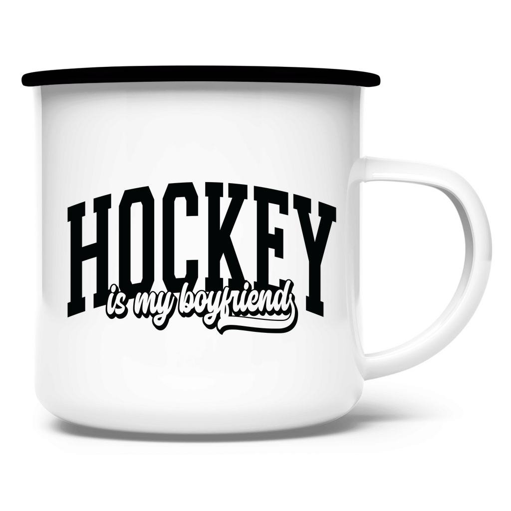 Emaille Tasse HOCKEY IS MY BOYFRIEND