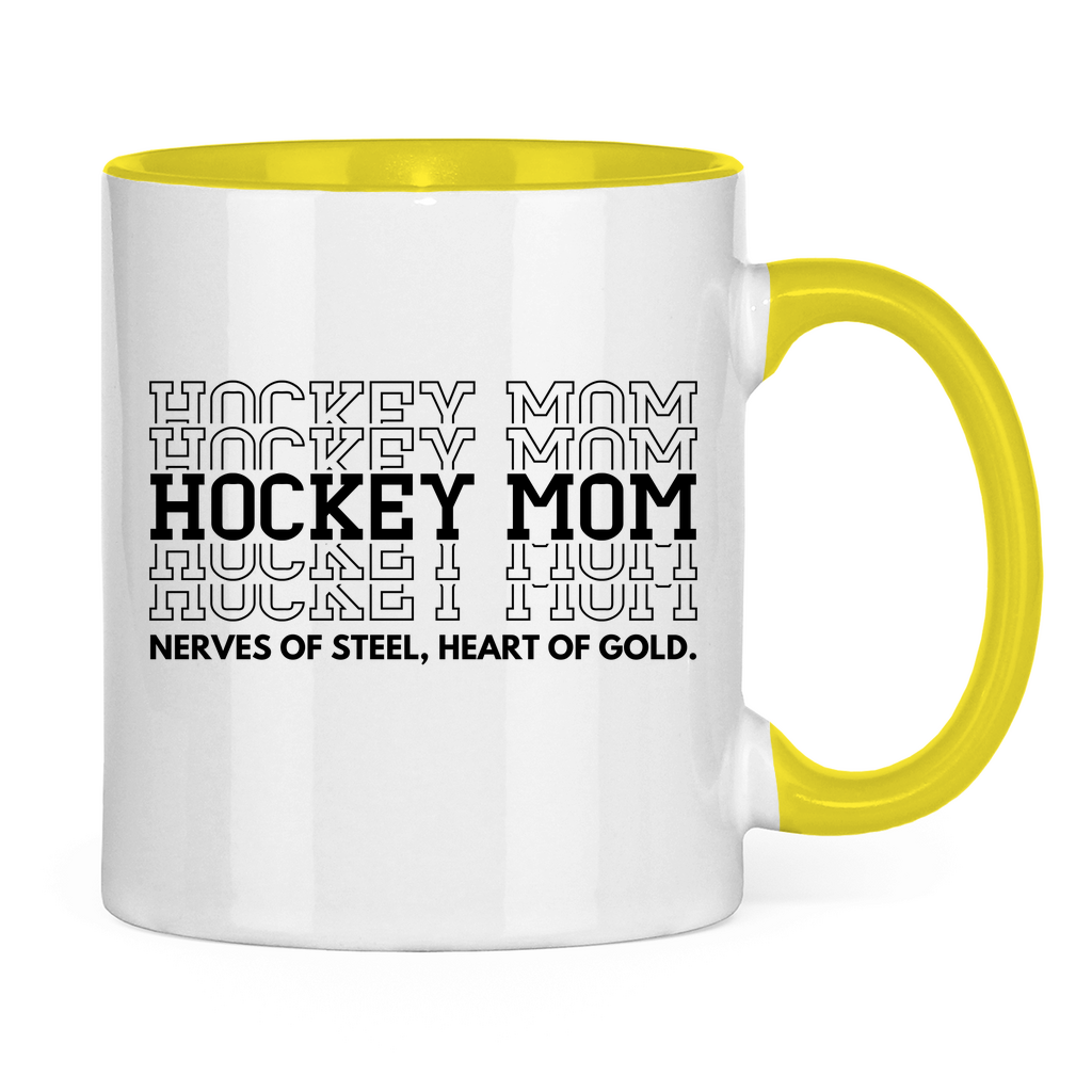 Tasse zweifarbig HOCKEYMOM NERVES & HEART
