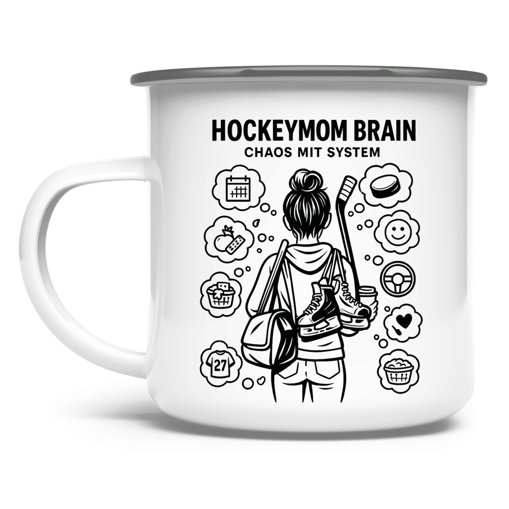 Emaille Tasse HOCKEYMOM BRAIN