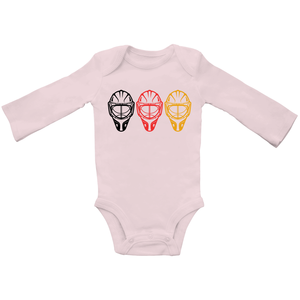 Babybody Langarm TEAM GOALIE MASKE SCHWARZ-ROT-GOLD