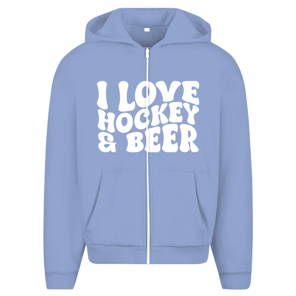 Oversize Zipper I LOVE HOCKEY & BEER