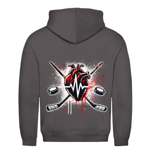 Unisex Hoodie HOCKEY HEARTBEAT (back)