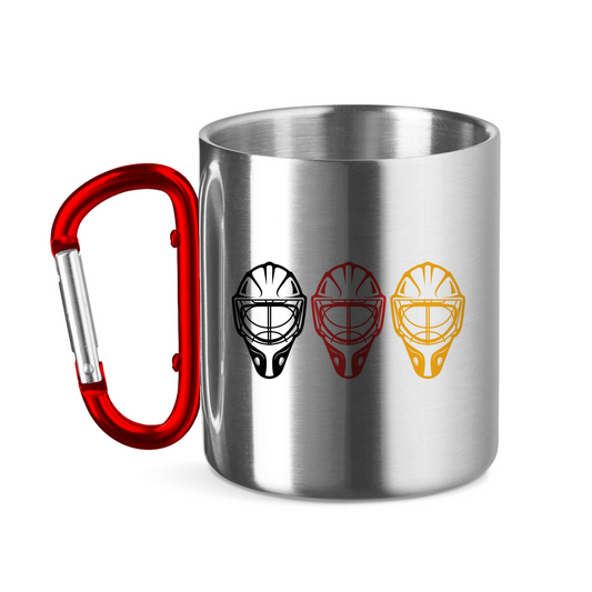 Edelstahltasse TEAM GOALIE MASKE SCHWARZ-ROT-GOLD