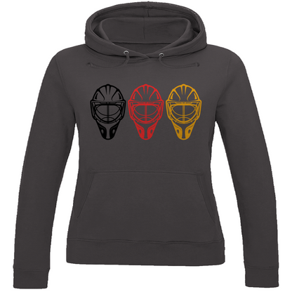 Ladies Hoodie TEAM GOALIE MASKE SCHWARZ-ROT-GOLD