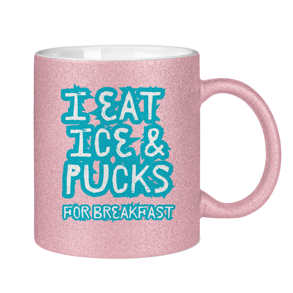 Glitzertasse ICE & PUCKS FOR BREAKFAST