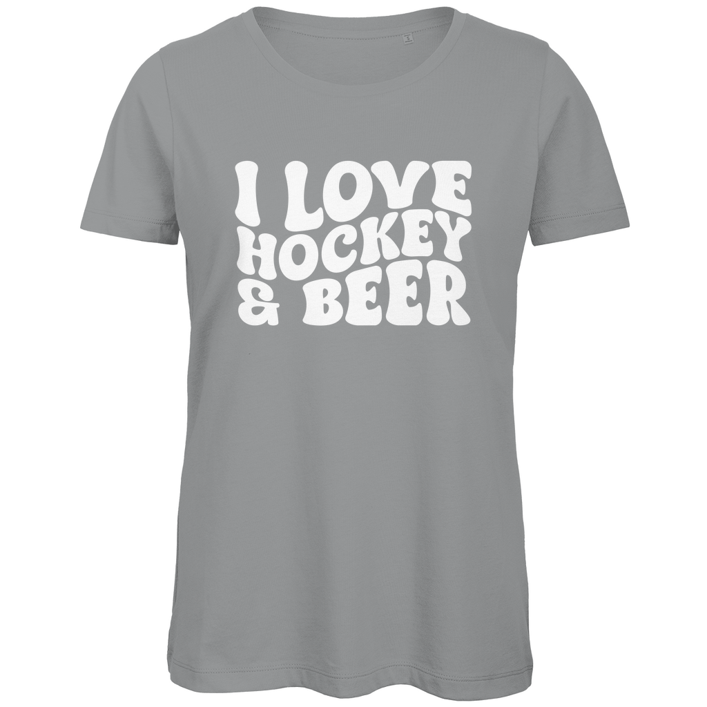 Ladies T-Shirt I LOVE HOCKEY & BEER