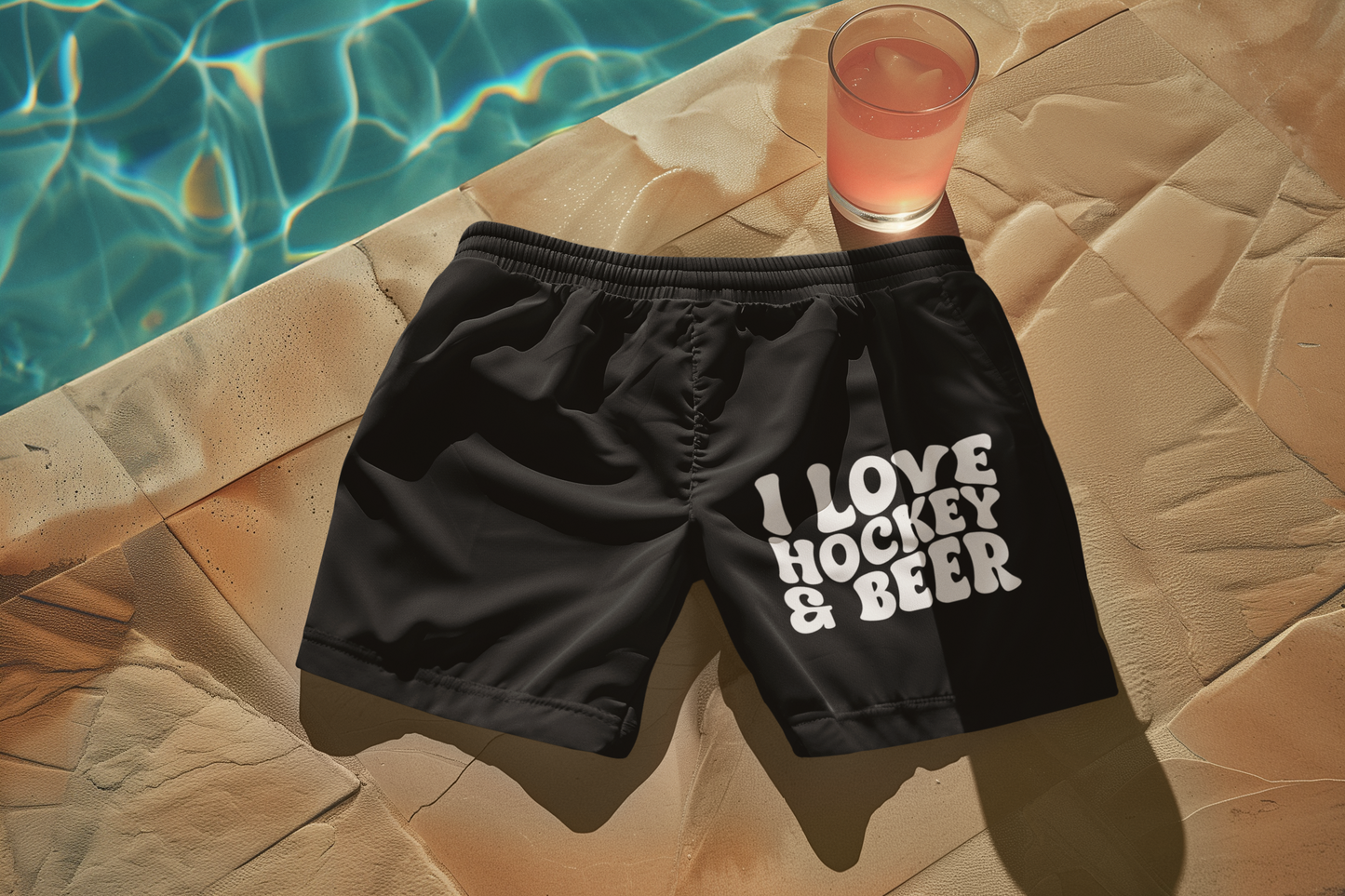 Badehose I LOVE HOCKEY & BEER