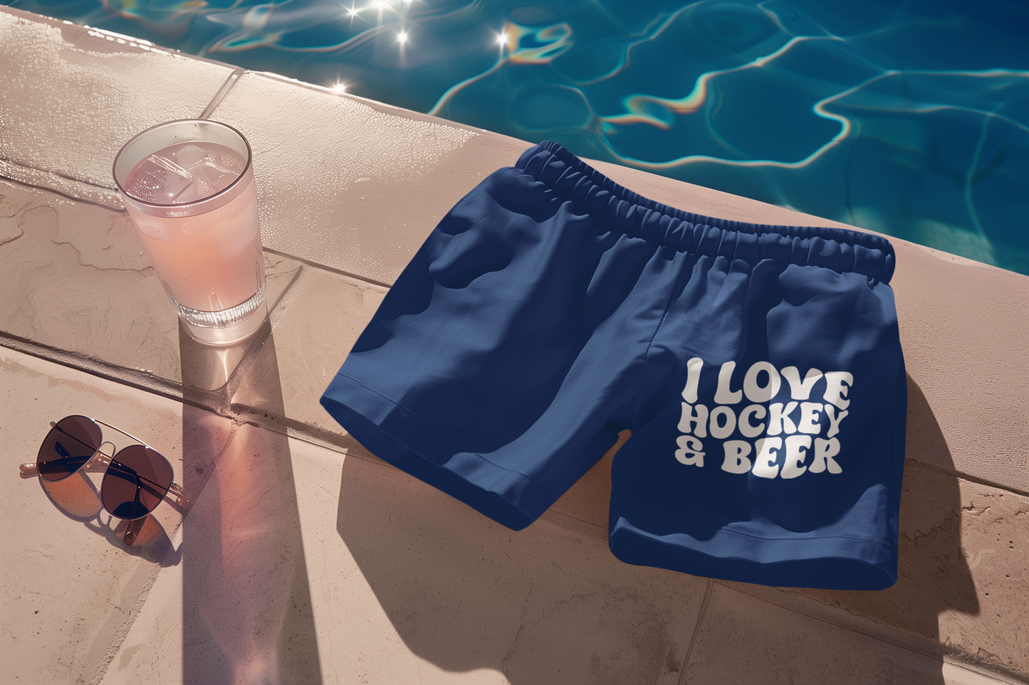 Badehose I LOVE HOCKEY & BEER